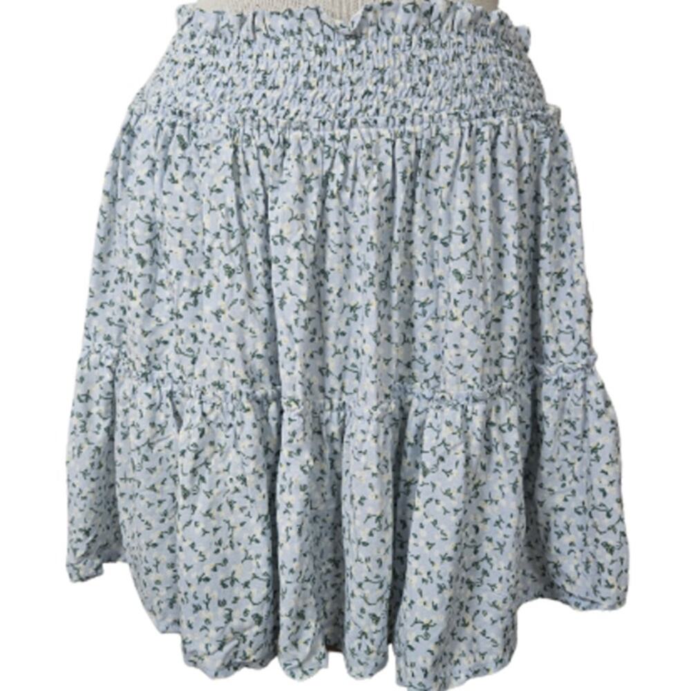 Blue and White Floral Mini Skirt Size Medium